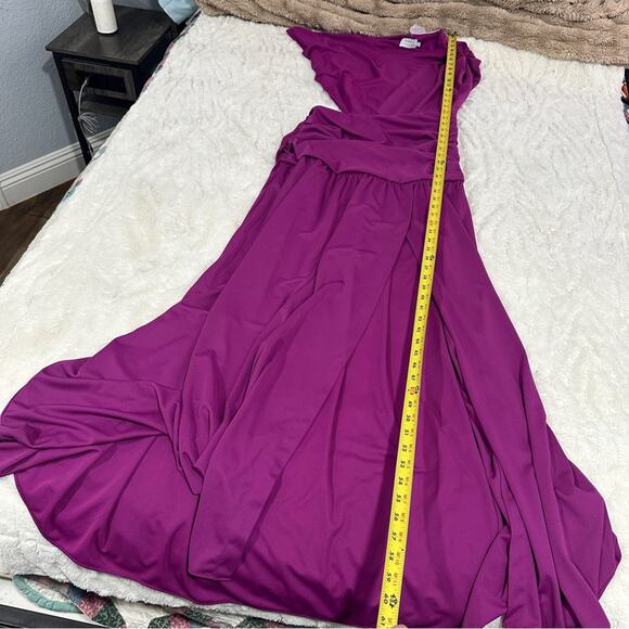 Tanya Taylor Size 12 Purple Elegant Ruched Cut Out Side Slit Nami Gown Dress - Picture 11 of 16